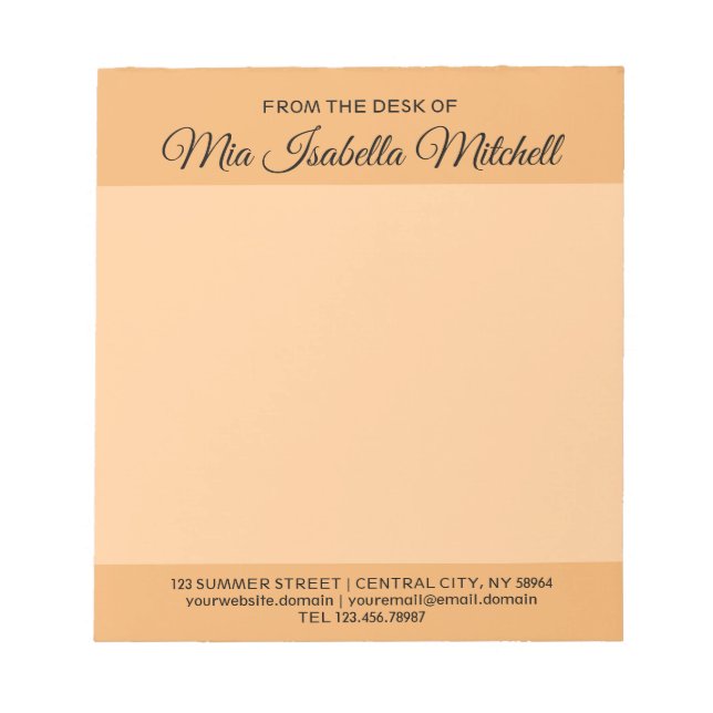 Trend Color - Soft Orange Business Notepad Notizblock (Vorderseite)