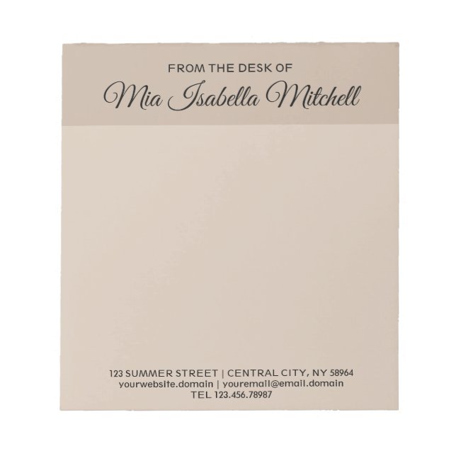 Trend Color - Soft Taupe Business Notepad Notizblock (Vorderseite)