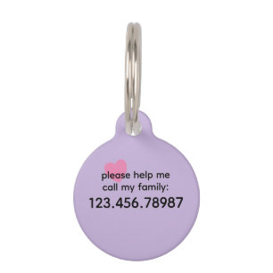 Trend Color Soft Violet Hilfe ID-Tag Haustiermarke