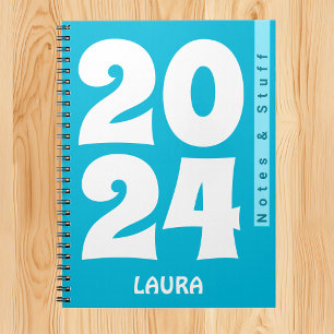 Trend Color - Vivid Cyan Name & Year Notebook Notizblock