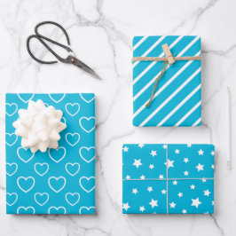 Trend Colors - Vivid Cyan Color - Muster Geschenkpapier Set