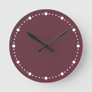 Trend Farbe - Dunkelrot - weiße Punkte rund Uhr