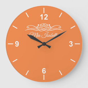 Trend Farbe Frische Mandarine Große Wall-Uhr Wanduhr