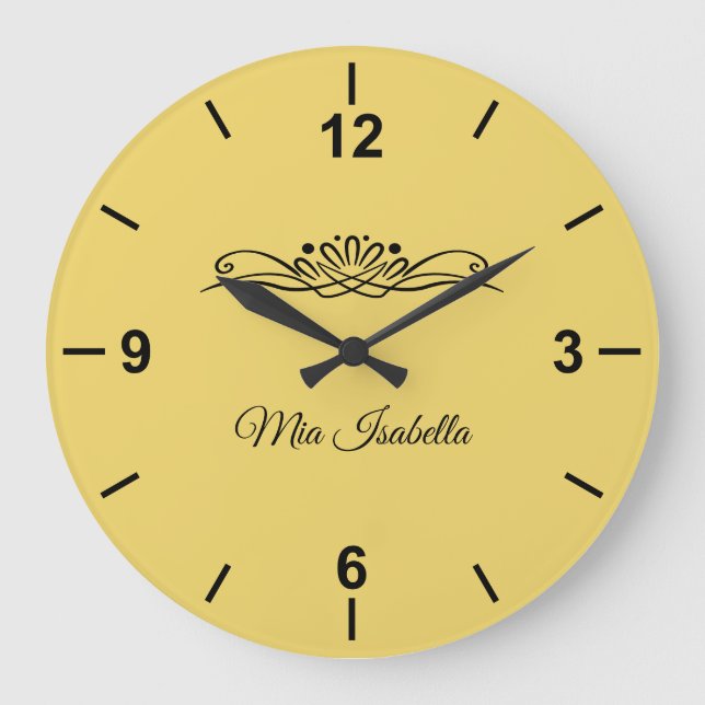Trend Farbe Gelb weich - Große Wall-Uhr Wanduhr (Vorderseite)