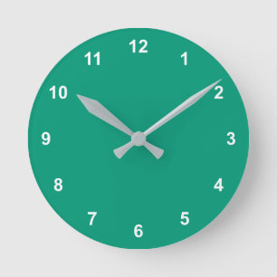 Trend Farbe - Jade Green Round Clock mit Zahlen Runde Wanduhr
