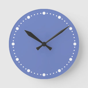 Trend Farbe - Jewel Blue Dots Round Clock Runde Wanduhr