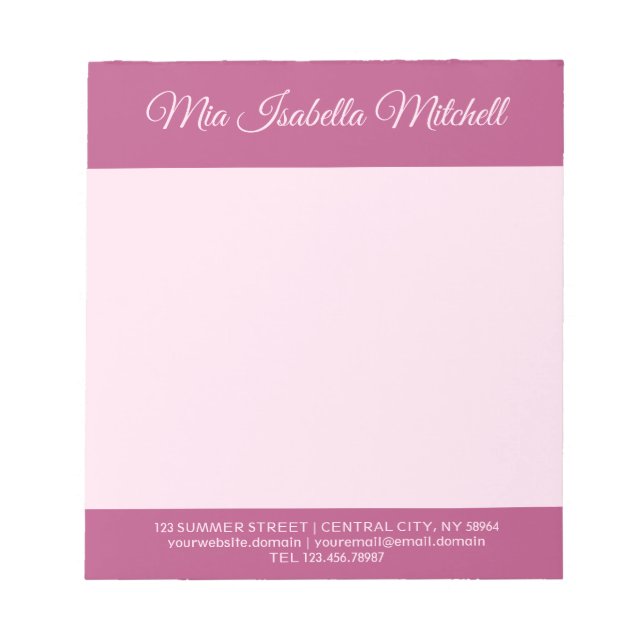 Trend Farbe - Rosa Lila Berry Business Notepad Notizblock (Vorderseite)