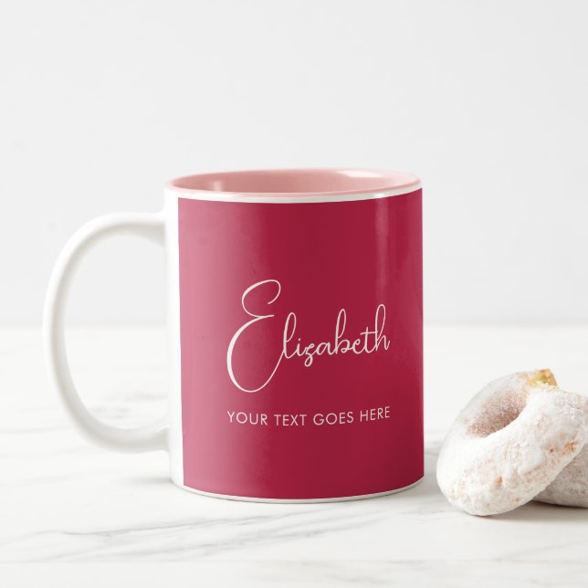 Trend Farbe Viva Magenta Zweifarbige Tasse (Mit Donut)