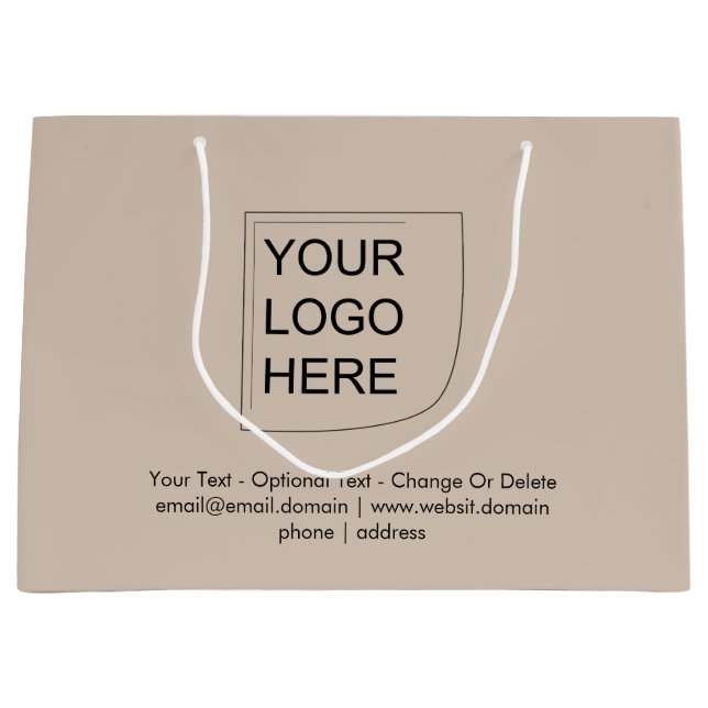 Trend Farbe - weiche Taupe Großlogotbeutel Große Geschenktüte (Vorderseite)