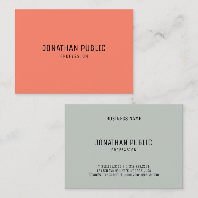 Trend-Farben Elegante Moderne, einfache Vorlage Visitenkarte (Vorne/Hinten)