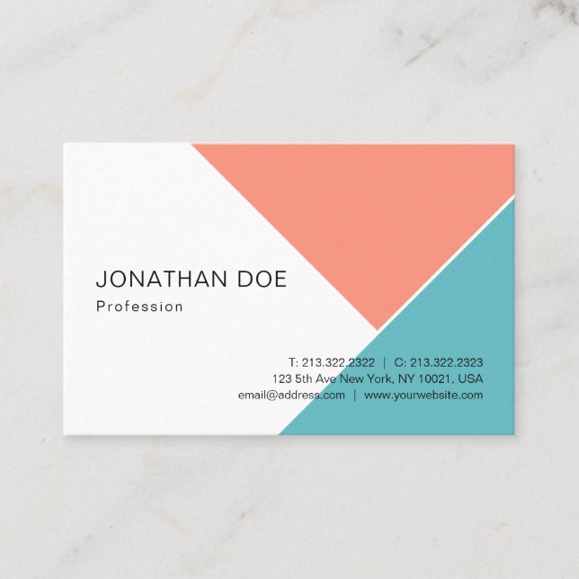 Trend-Farben Moderne, einfache Designvorlage Visitenkarte (Vorderseite)