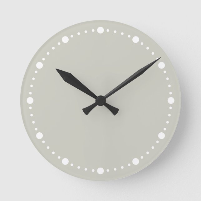Trend-Farblicht Silber Grau & Dots Uhr rund (Vorderseite)
