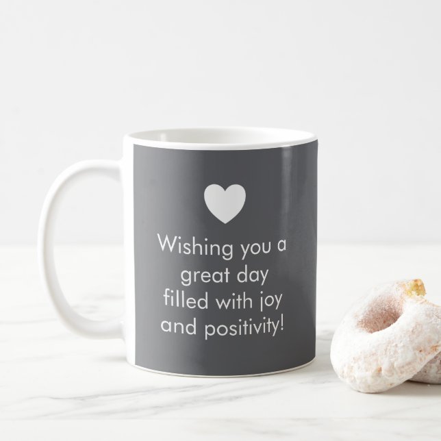 Trend Farbskachel grau - Name/Tasse Positivität Kaffeetasse (Mit Donut)