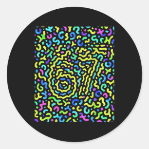 Trend Gen Z Alpha Six Seven 6 7 _6 Runder Aufkleber