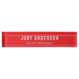 Trend Helles Rot Professionell Schlicht Modern Ele Namensplakette