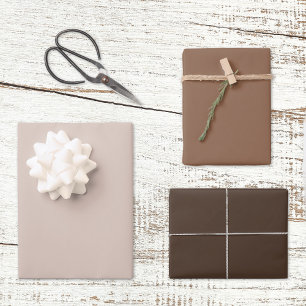 Trend Landhaus-Stil Braun einfarbig Geschenkpapier Set