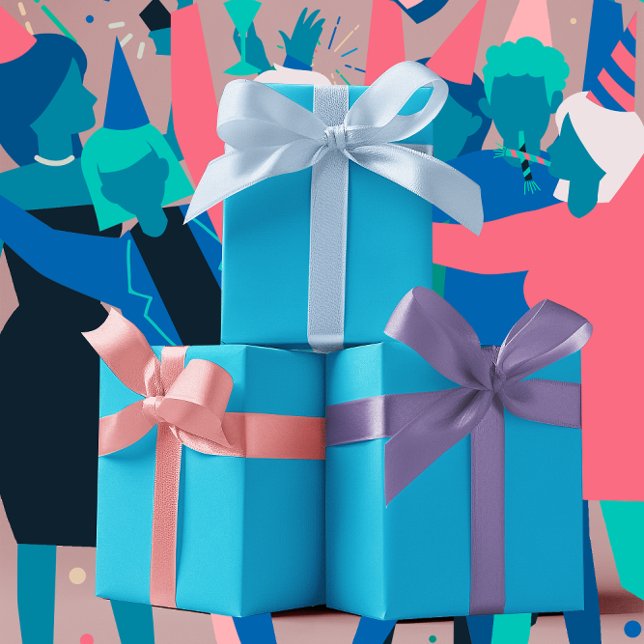 Trend - lebhafte Cyan-Farbe - Solid Geschenkpapier Set (Von Creator hochgeladen)