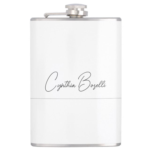 Trend Minimalistisch Moderne Schlichte Kalligraphi Flachmann (Vorderseite)