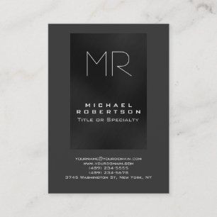 Trend Monogram Shades of Grey Chubby Business Card Visitenkarte