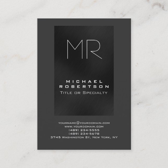 Trend Monogram Shades of Grey Chubby Business Card Visitenkarte (Vorderseite)