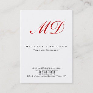 Trend Monogram White Calligraphy Red Business Card Visitenkarte