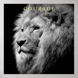 Trend Motivierend Courage Lion Einzigartig Schwarz Poster