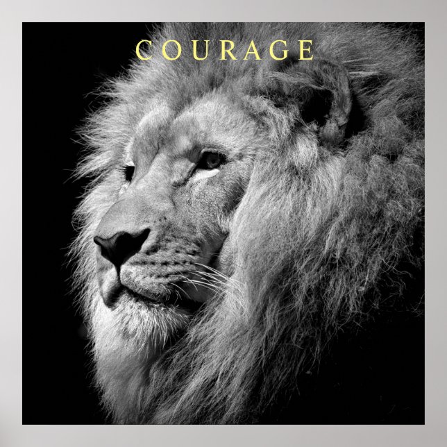Trend Motivierend Courage Lion Einzigartig Schwarz Poster (Vorne)
