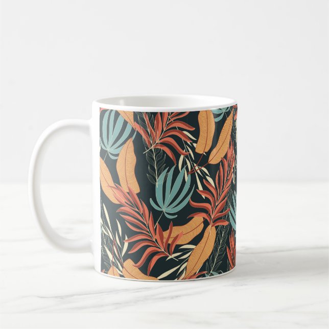 Trend nahtlos tropisches Muster mit hellgelb Kaffeetasse (Links)