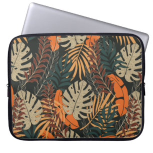 Trend nahtlos tropisches Muster mit hellorangefarb Laptopschutzhülle