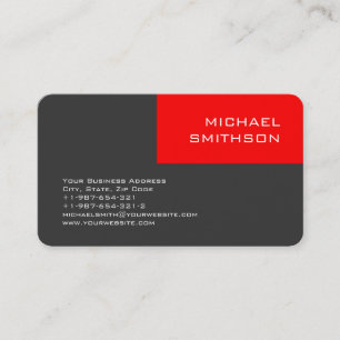 Trend Rounded Corner Red Strip Gray Business Card Visitenkarte