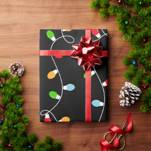 Trend Schwarze Weihnachtsbeleuchtung Geschenkpapier