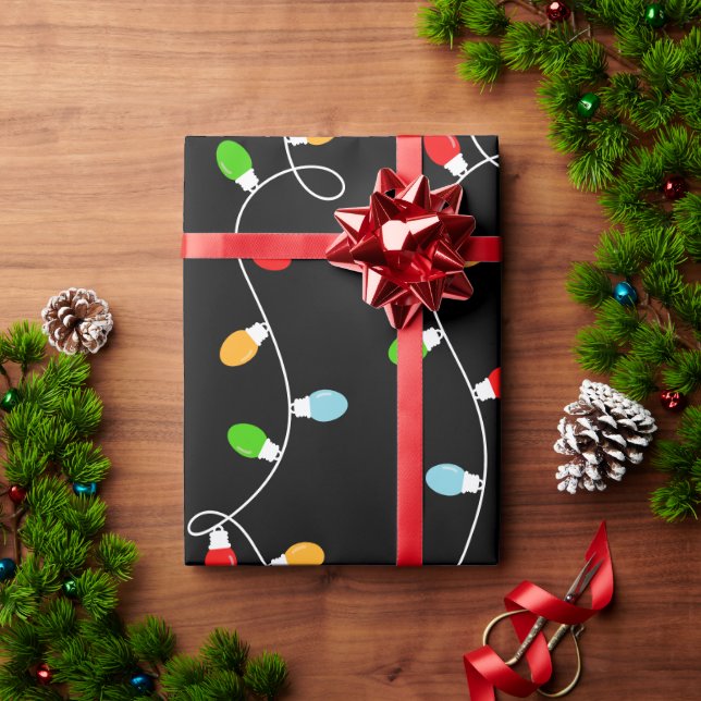 Trend Schwarze Weihnachtsbeleuchtung Geschenkpapier (Feiertagsgeschenk)