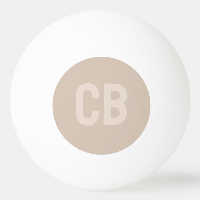 Trend Soft Taupe Monogram Pong Ball Tischtennisball (Vorderseite)