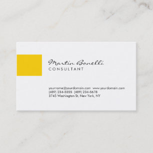 Trend Yellow White Minimalistisch Script Business Visitenkarte