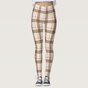 Trendbeige Rosa Rosa Goldgold Thompson Tartan Leggings
