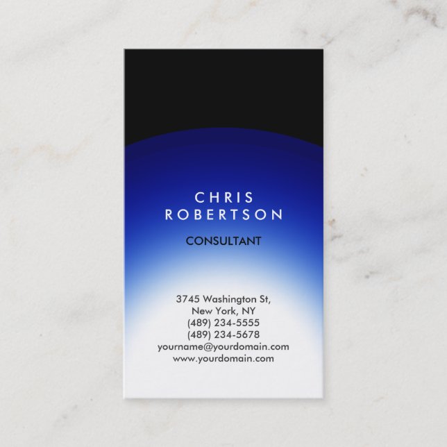 TrendBlack Blue White Light Business Card Visitenkarte (Vorderseite)