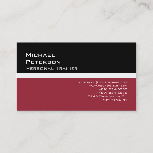 TrendBlack Red Fitness Sport Business Card Visitenkarte (Vorderseite)