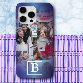 Trendblau Monogramm 6 FotoCollage Case-Mate iPhone Hülle