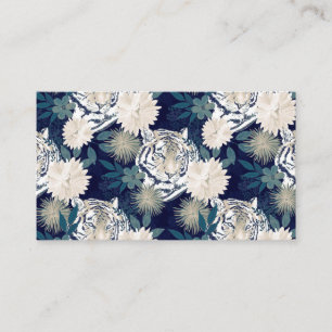 Trendblau Tiger Animal Watercolor Blumendesign Visitenkarte