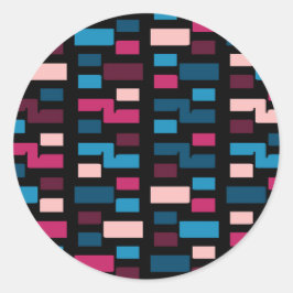 Trendblau und rosa Stadtnacht Cooles Zuhause-Muste Runder Aufkleber