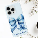 Trendblauer Bow Personalisiert mit Name Monogram Case-Mate iPhone Hülle<br><div class="desc">Erhöhen Sie den Stil Ihres Telefons mit dem trendy Blue Bow Personalisiert mit Name Monogram iPhone Pro Case. Dieses elegante Gehäuse verbindet eine trendige Ästhetik mit einer Touch von Vintagem Charme, mit einem schicken blauen Wasserfarbenbogen und einem individuell anpassbaren Monogramm. Dieses elegante individuelle Name-Handy ist perfekt für alle, die einen...</div>