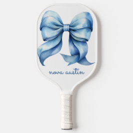 Trendblauer Bow Personalisiert mit Name Monogram Pickleball Schläger