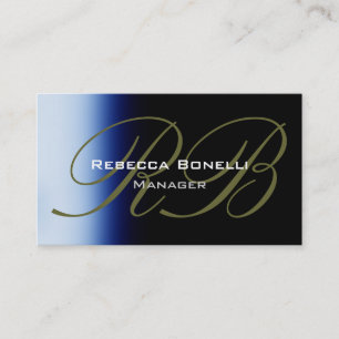 TrendBlue Black Monogram Business Card Visitenkarte