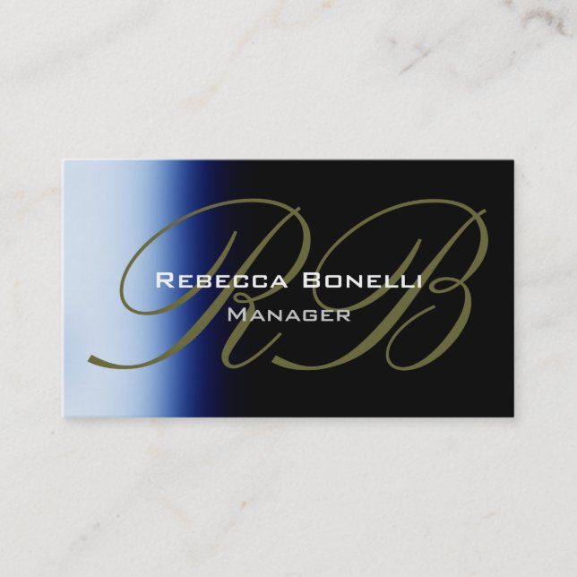 TrendBlue Black Monogram Business Card Visitenkarte (Vorderseite)