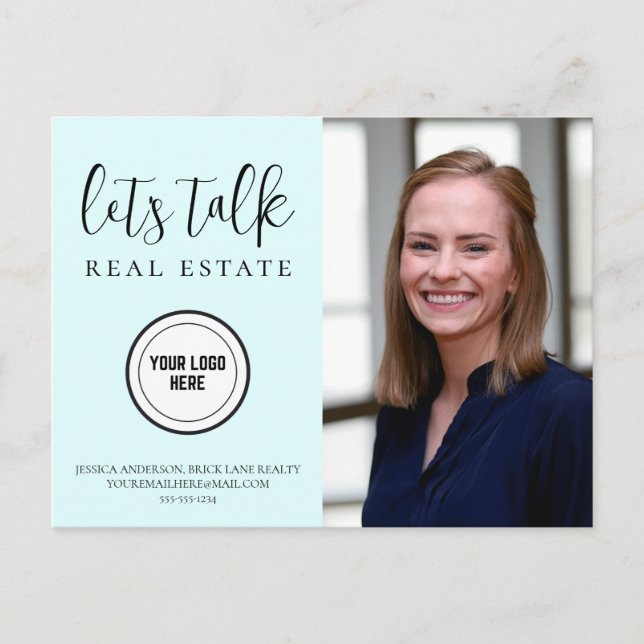 Trendblue Real Anwesen Marketing Add Logo Postkarte (Vorderseite)