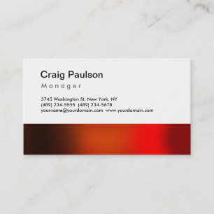 Trendbraune Red Orange Manager Business Card Visitenkarte