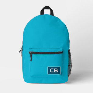 Trendfarbe  Vivid Cyan Monogramm Druck Rucksack