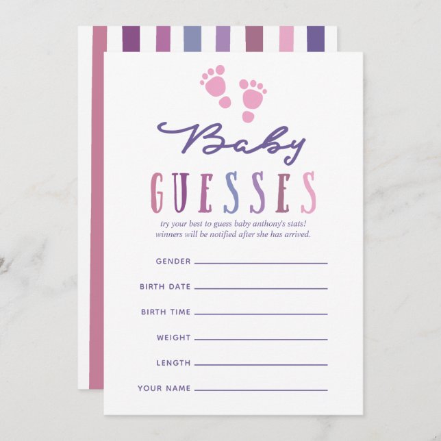 Trendfarben Girl Baby Shower Baby Ratings Einladung (Vorne/Hinten)