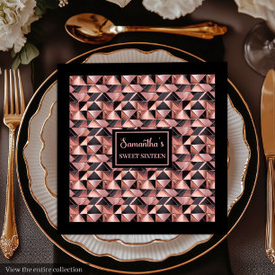 Trendfarben Napkins Rose Gold Glitzer & Black Serviette