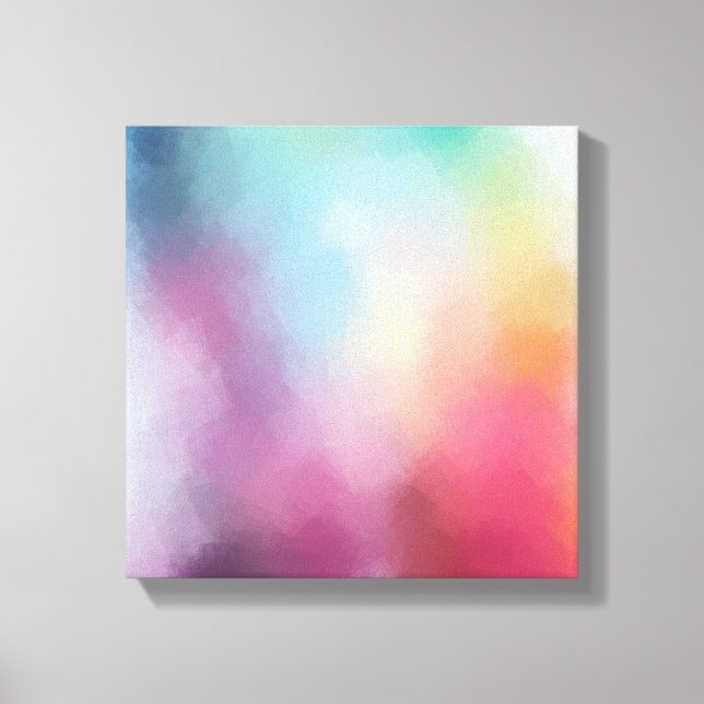 Trendfarbene Abstrakte Kunst Rosa Gelb Blau Leinwanddruck (Vorderseite)